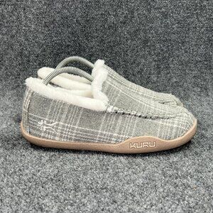 KURU Loft Slippes Women's Size 9.5 Grey Plaid Cozy Indoor Outdoor House Shoes